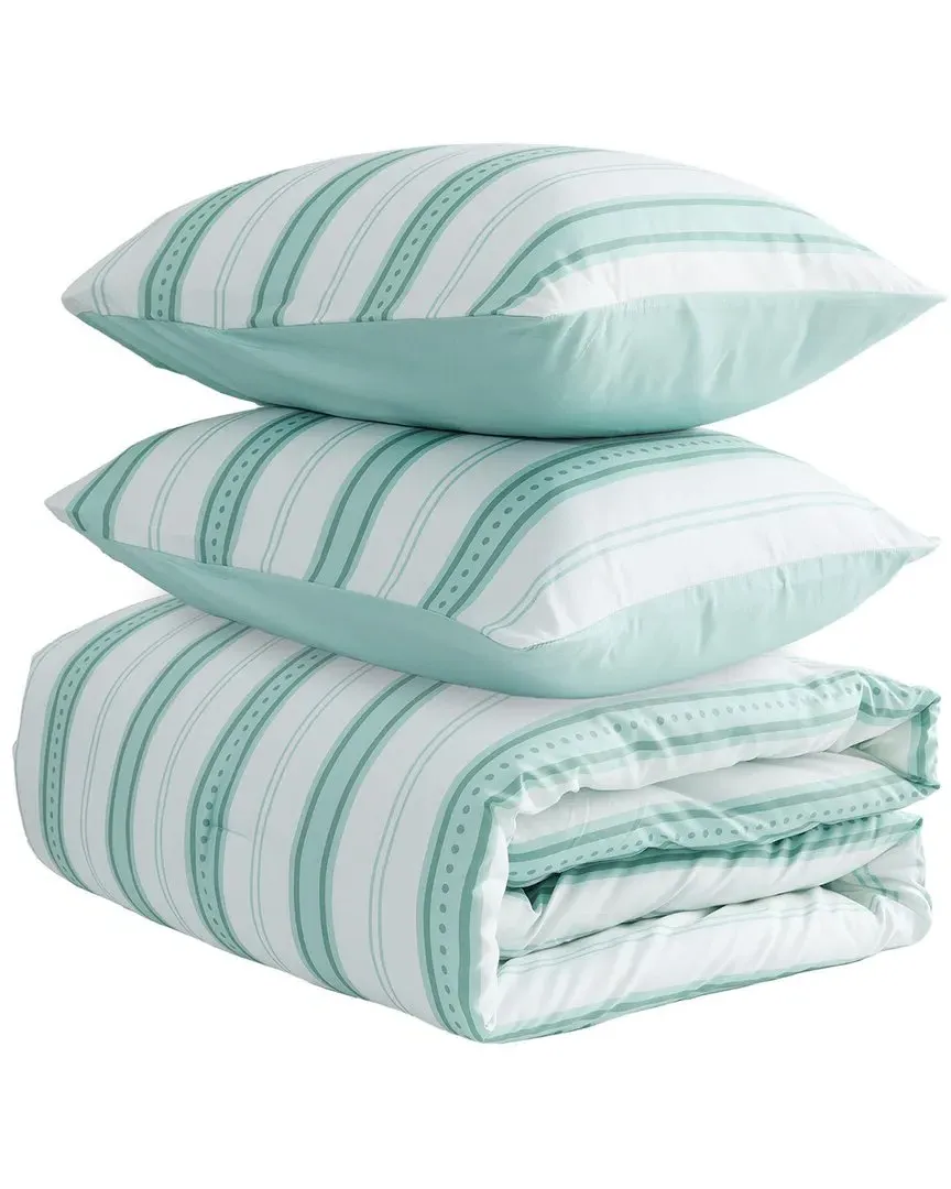Year-Round Stripe Microfiber Comforter Set - Green