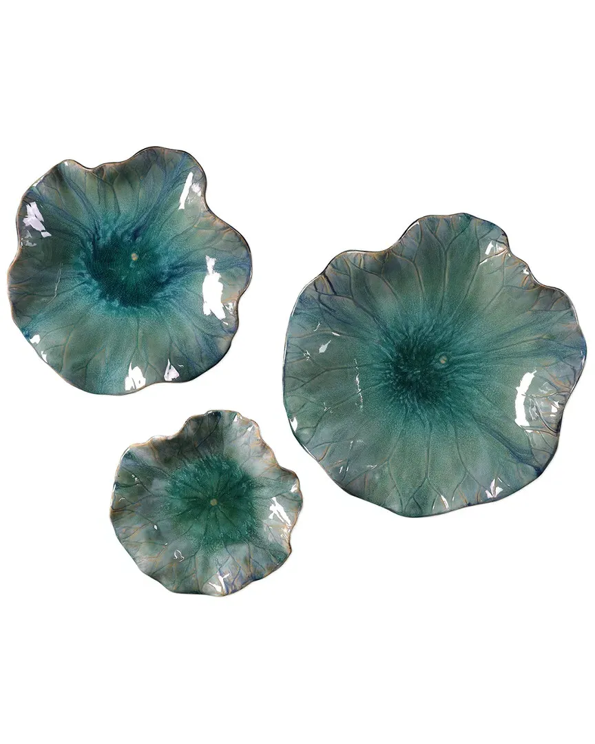 Abella Set of 3 Ceramic Flowers - Caribbean Tones image