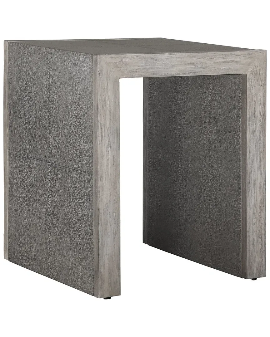 Aerina End Table - Gray, Faux Shagreen image