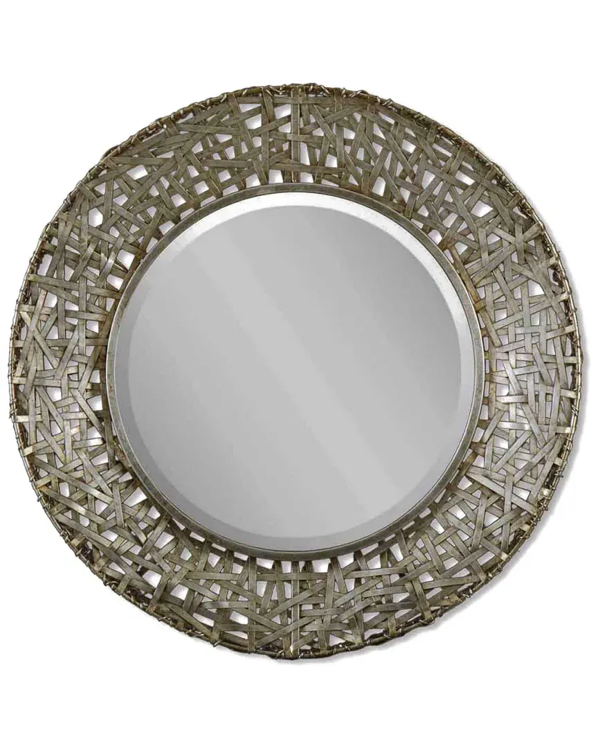 Alita Round Woven Metal Mirror - Champagne image