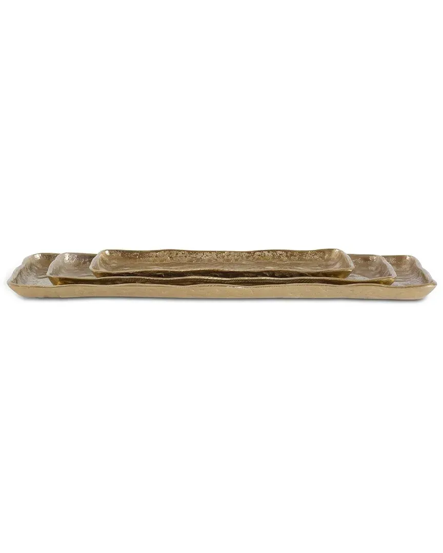 Artisan Set of 3 Trays - Gold, Aluminum
