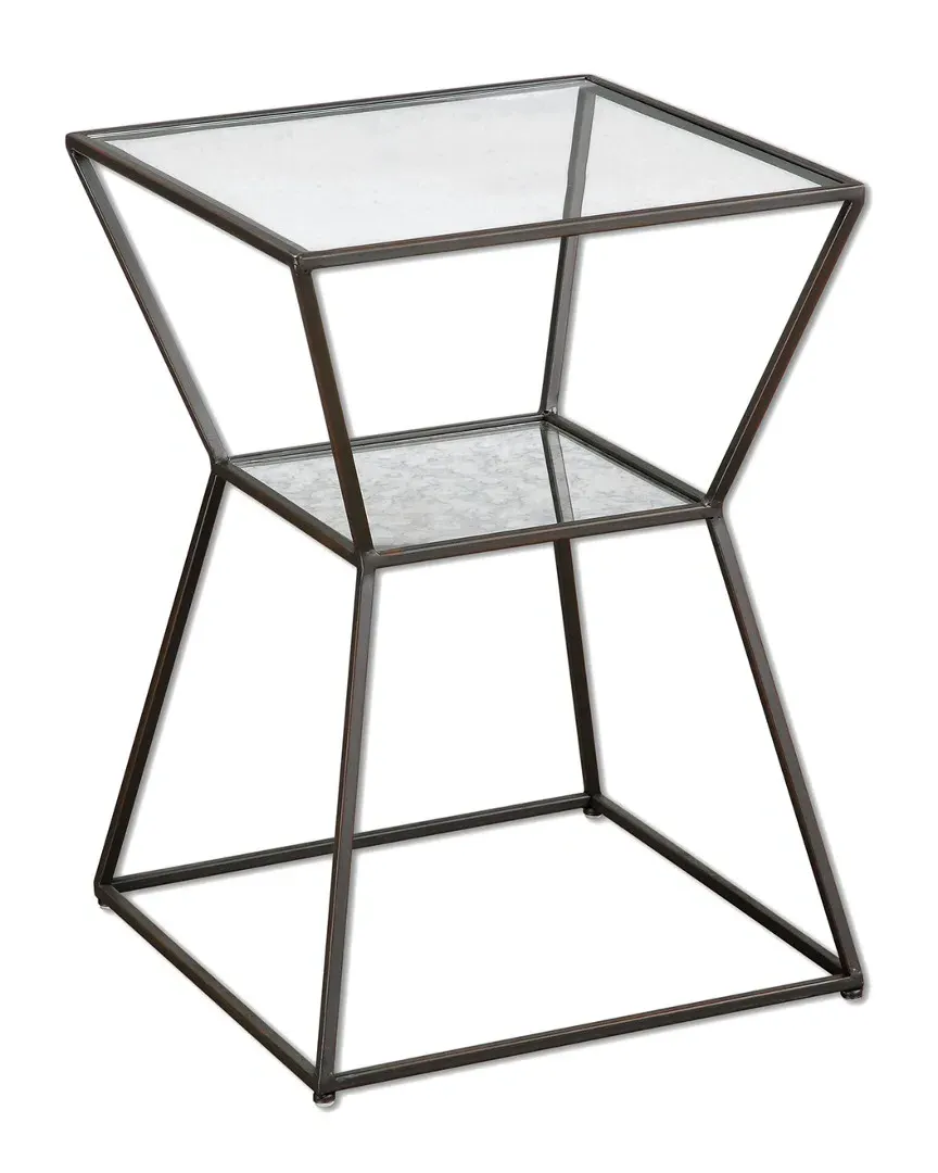 Auryon Iron Accent Table - Black, Glass image