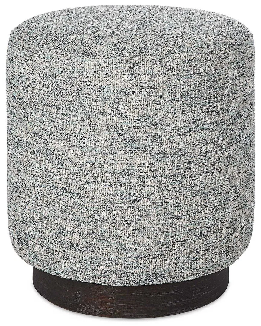 Avila Round Ottoman - Blue, Tweed