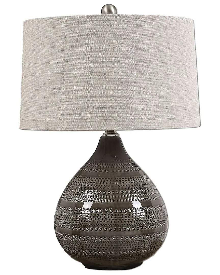 Batova Round Table Lamp - Gray, Ceramic image