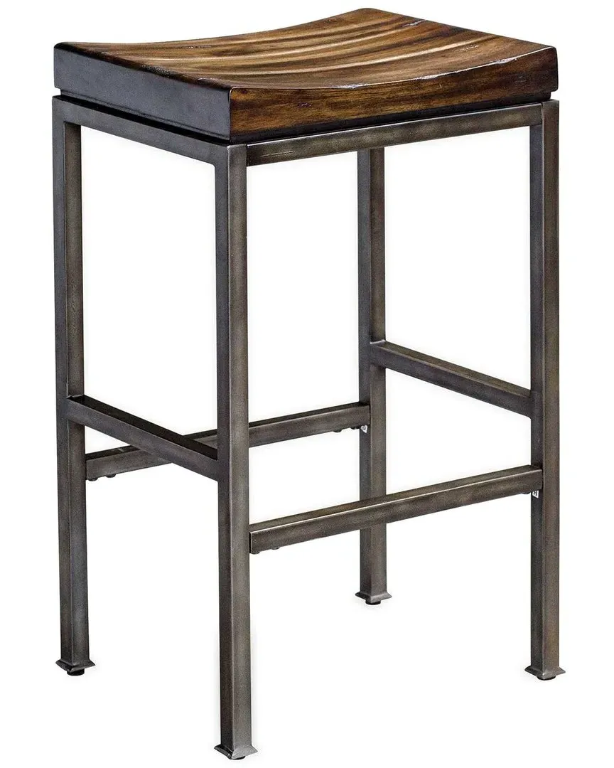 Beck Industrial Bar Stool - Wood-tone, Iron image