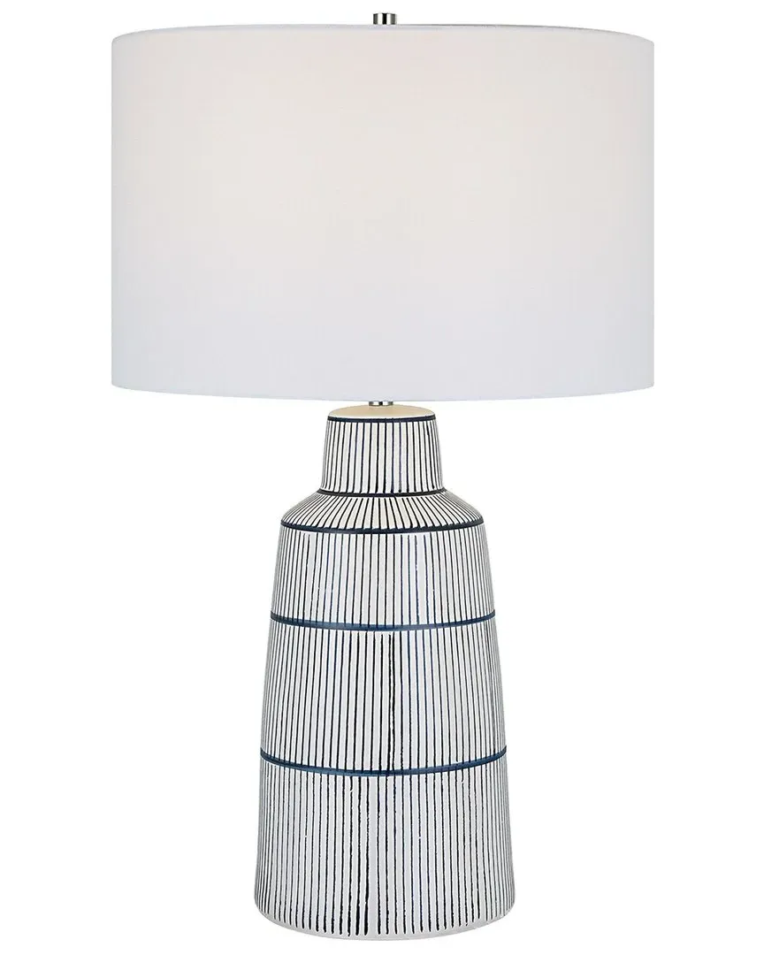 Breton Nautical Stripe Table Lamp - White, Ceramic image