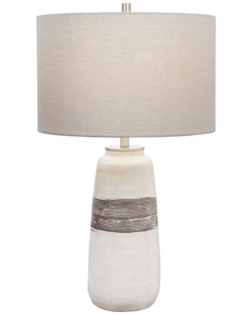 Comanche Crackle Table Lamp - White, Ceramic