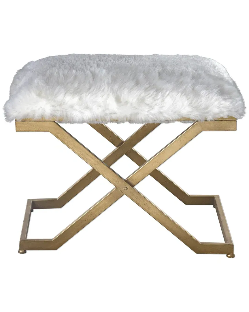 Farran Small Bench - White, Faux Fur image