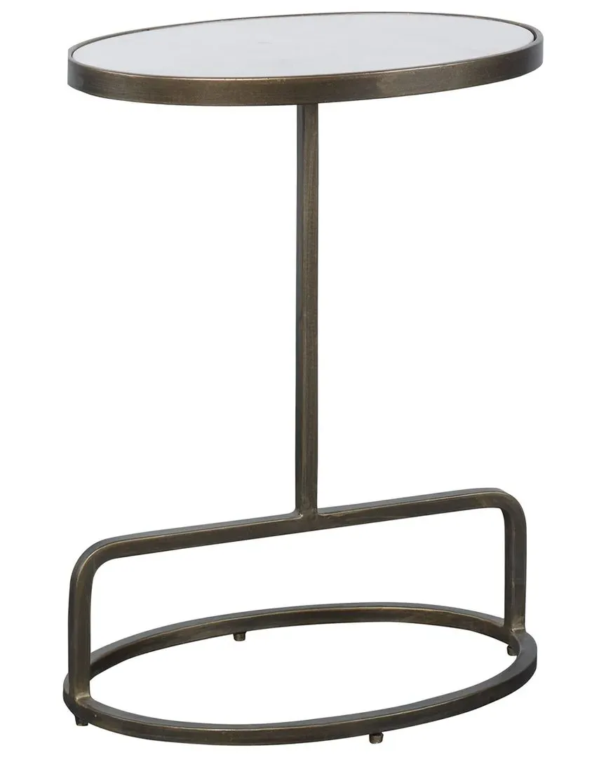 Jessenia Oval Accent Table - White Marble, Iron image