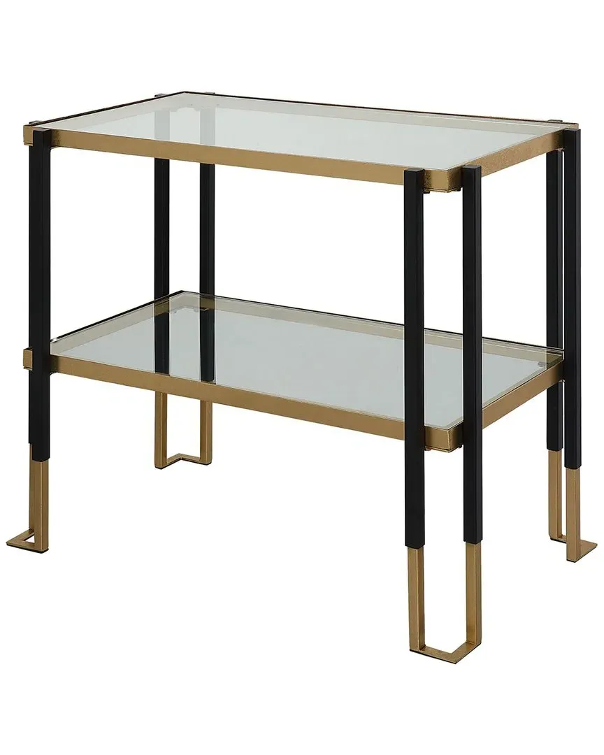 Kentmore Glass Side Table - Black, Iron image