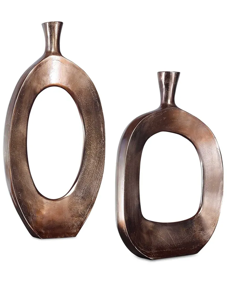 Kyler Set of 2 Textured Vases - Bronze, Aluminum image