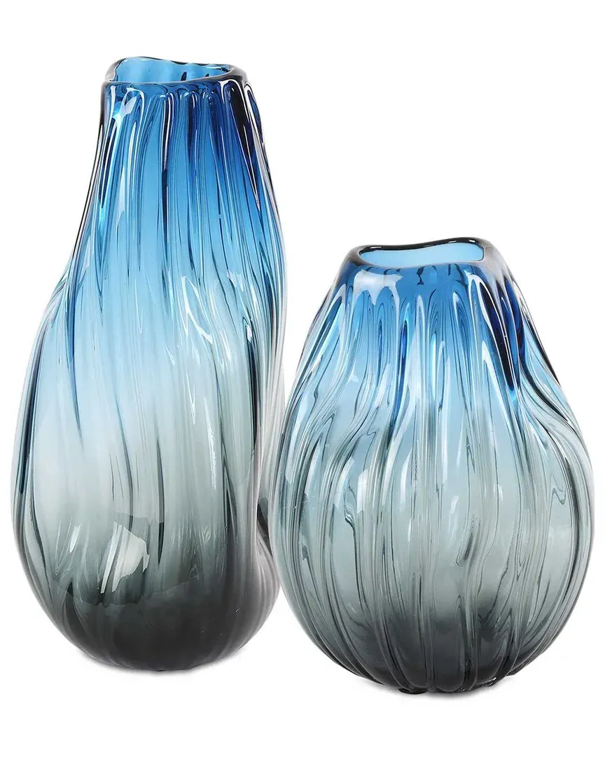 Midnight Horizon Set of 2 Vases - Black, Glass