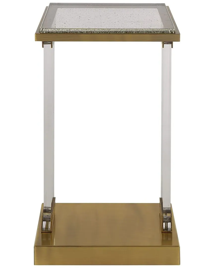 Muse Seeded Glass Accent Table - Brass image