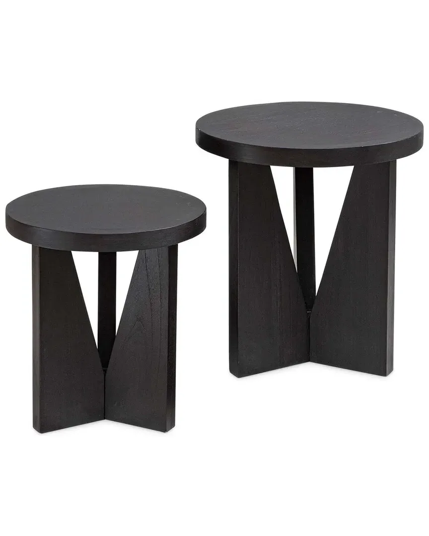 Nadette Set of 2 Nesting Tables - Black, Mindi Wood image