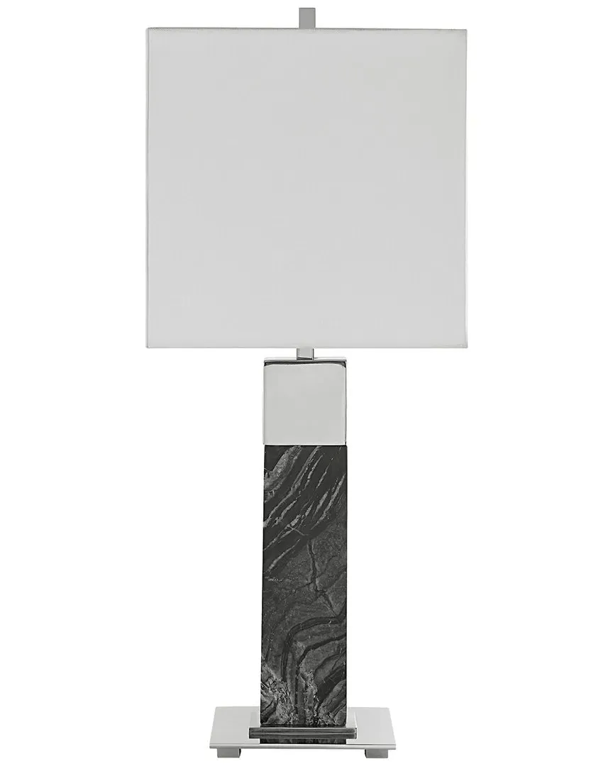 Pilaster Rectangle Table Lamp - Black, Marble image