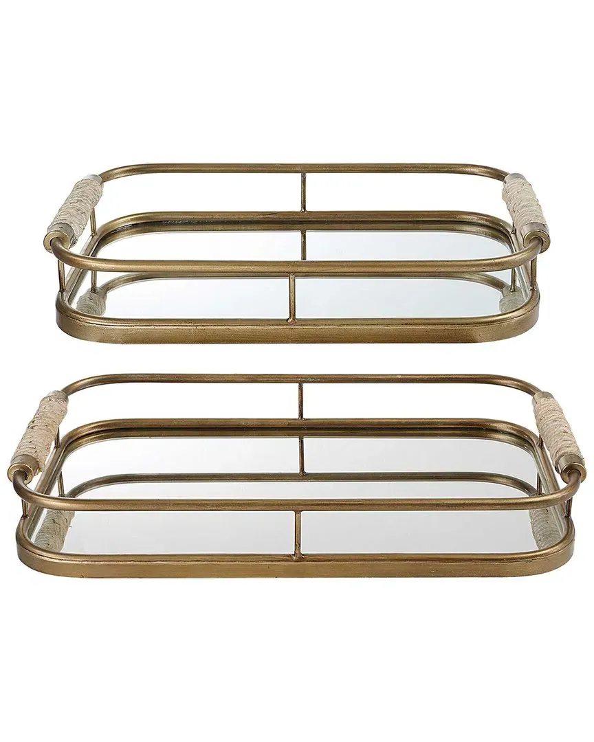 Rosea Set of 2 Brushed Trays - Gold image