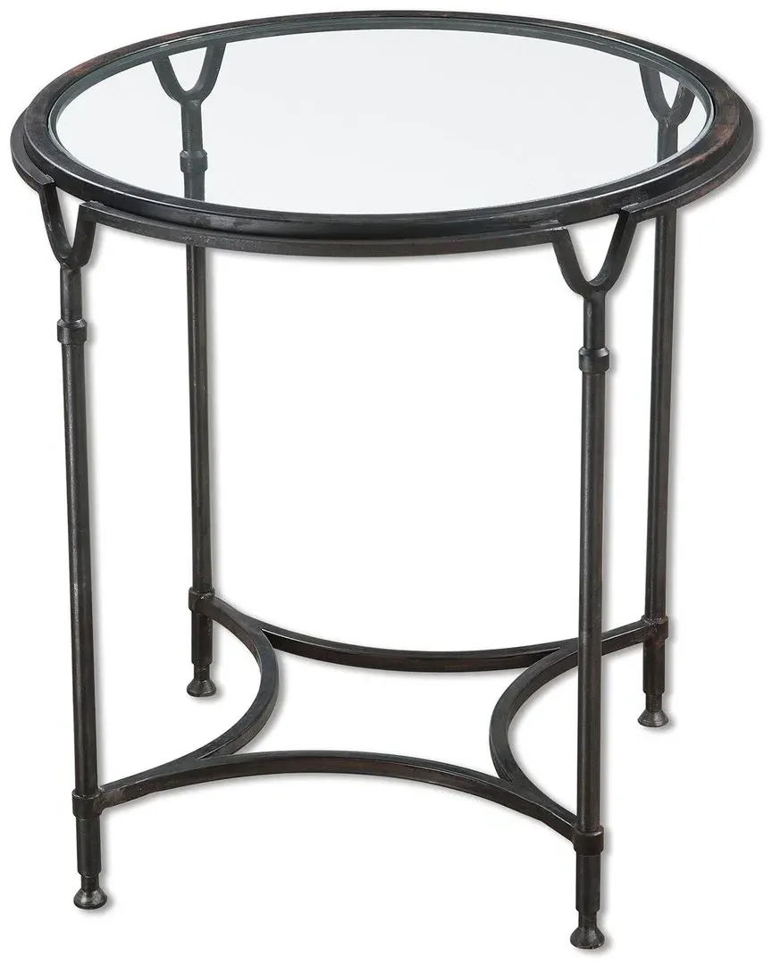 Samson Glass Side Table - Black, Steel