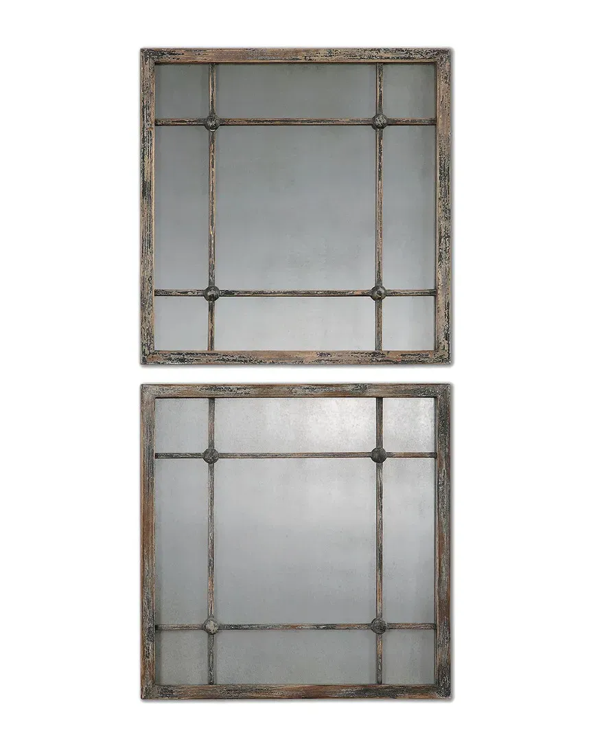 Saragano Square Mirrors Set of 2 - Slate Blue, Fir image