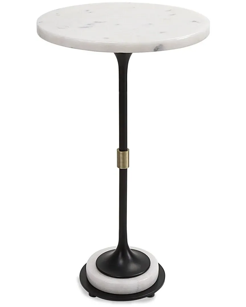 Sentry Round Accent Table - Black, Marble image