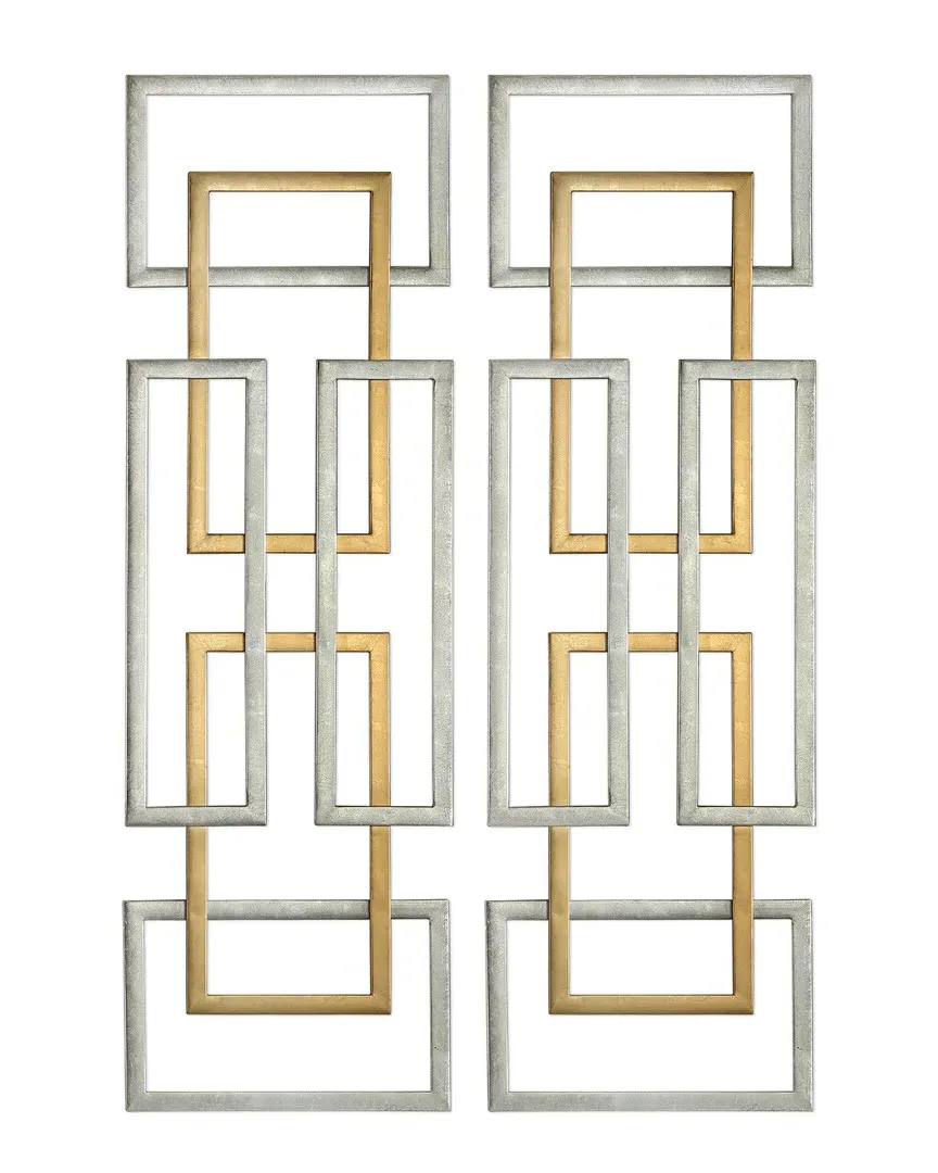 Set of 2 Aerin Geometric Wall Art - Gold image