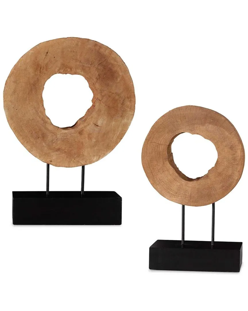 Set of 2 Ashlea Wooden Sculptures - Black, Mango Wood