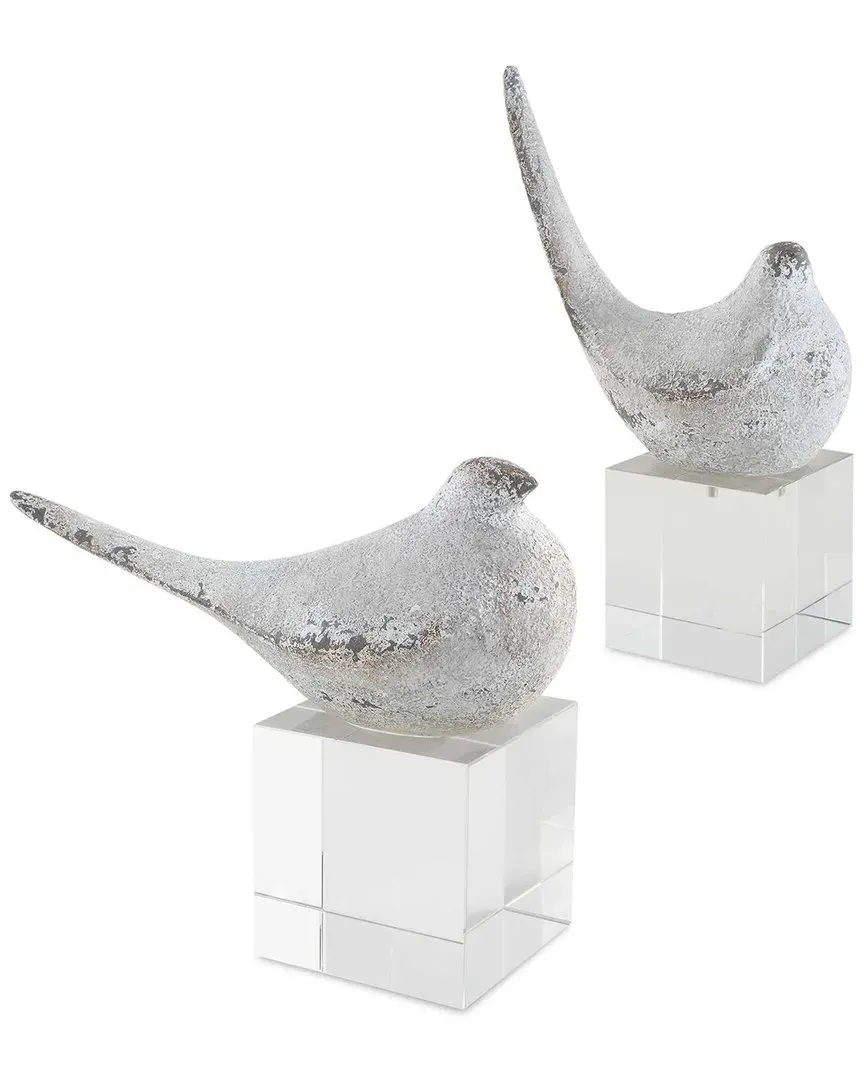 Set of 2 Better Together Bird Sculptures - Gray, Polyresin