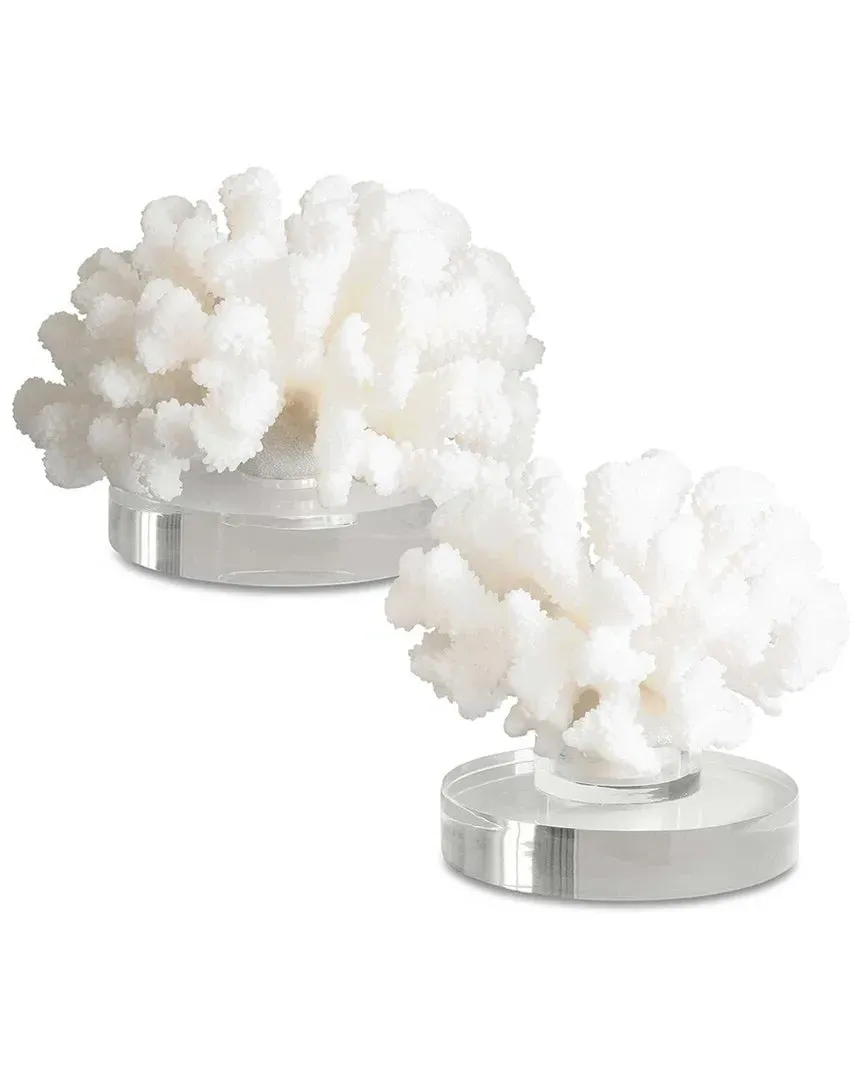 Set of 2 Hard Coral Sculptures - White, Resin