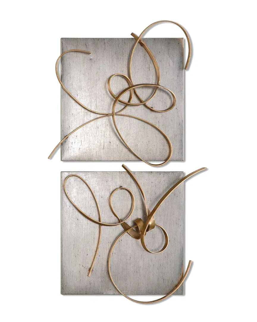 Set of 2 Harmony Metal Wall Art Pieces - Gold Leaf image