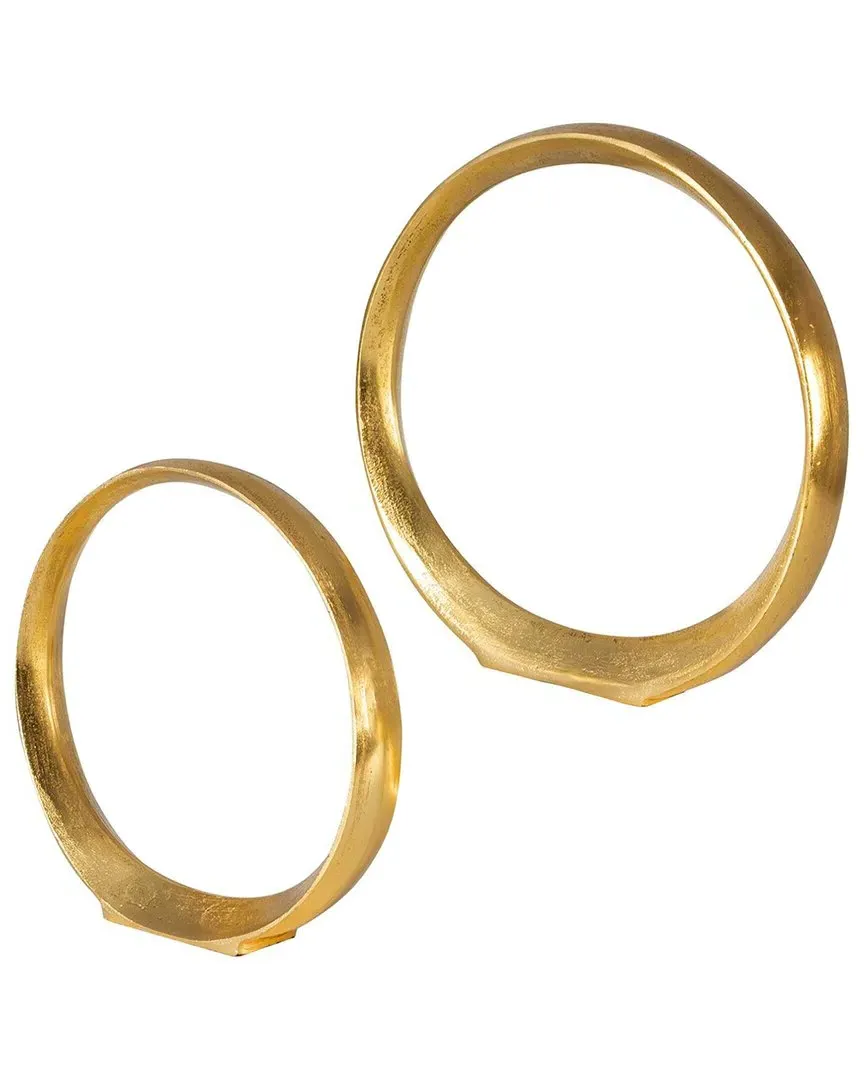 Set of 2 Jimena Ring Sculptures - Brass, Aluminum