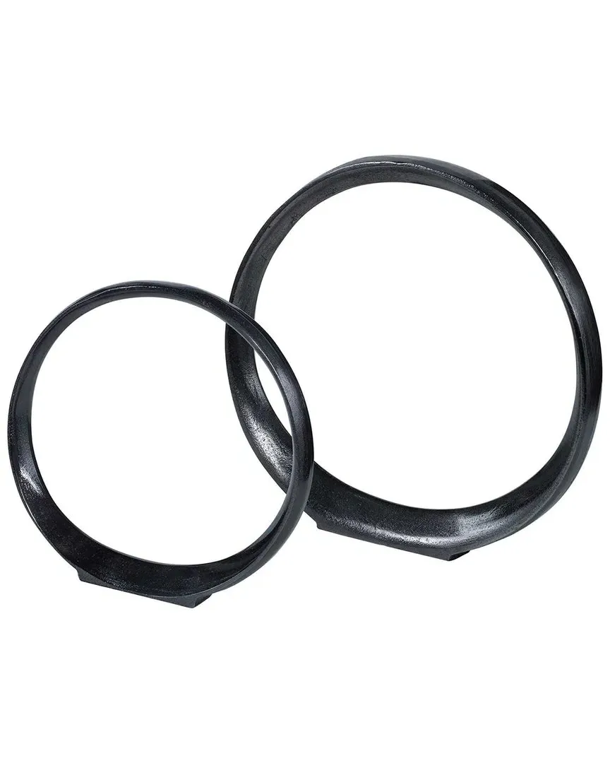 Set of 2 Orbits Ring Sculptures - Black, Aluminum