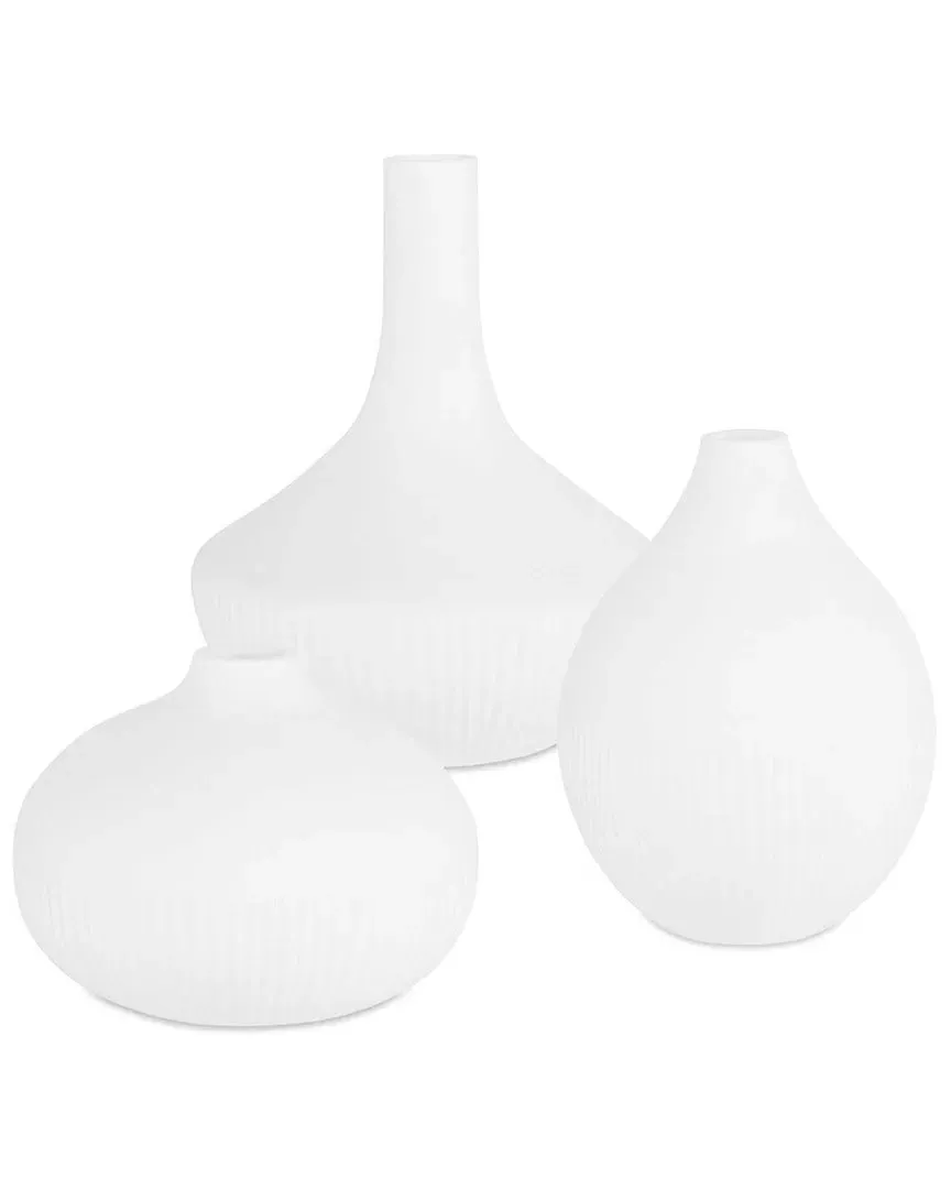 Set of 3 Apothecary Satin Vases - White, Glass image