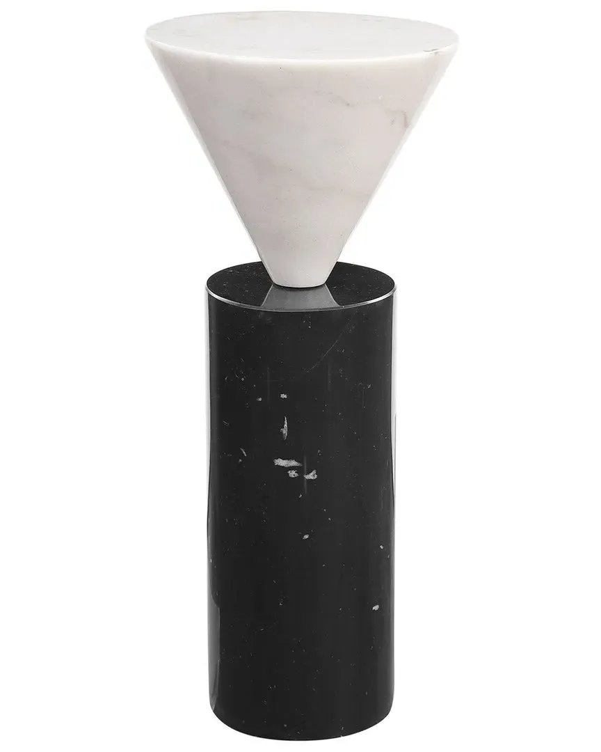Top Hat Round Drink Table - Black, Marble image