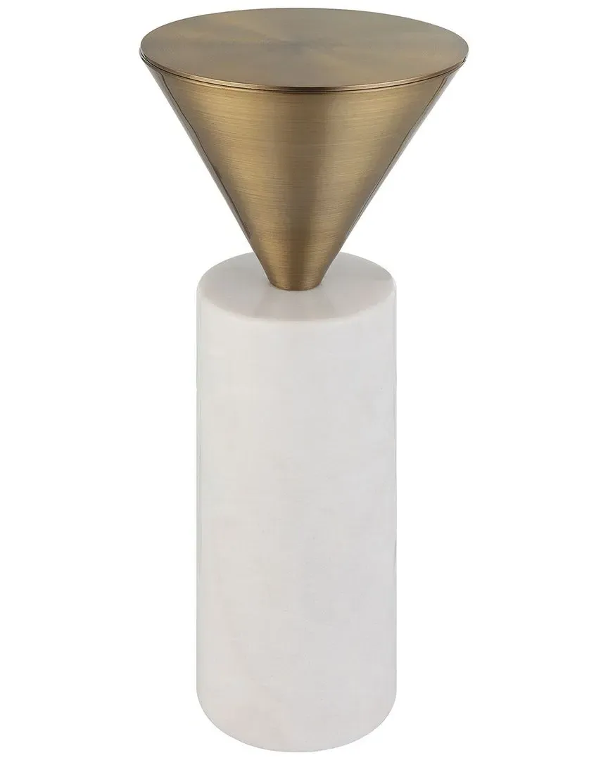 Top Hat Round Drink Table - White, Marble