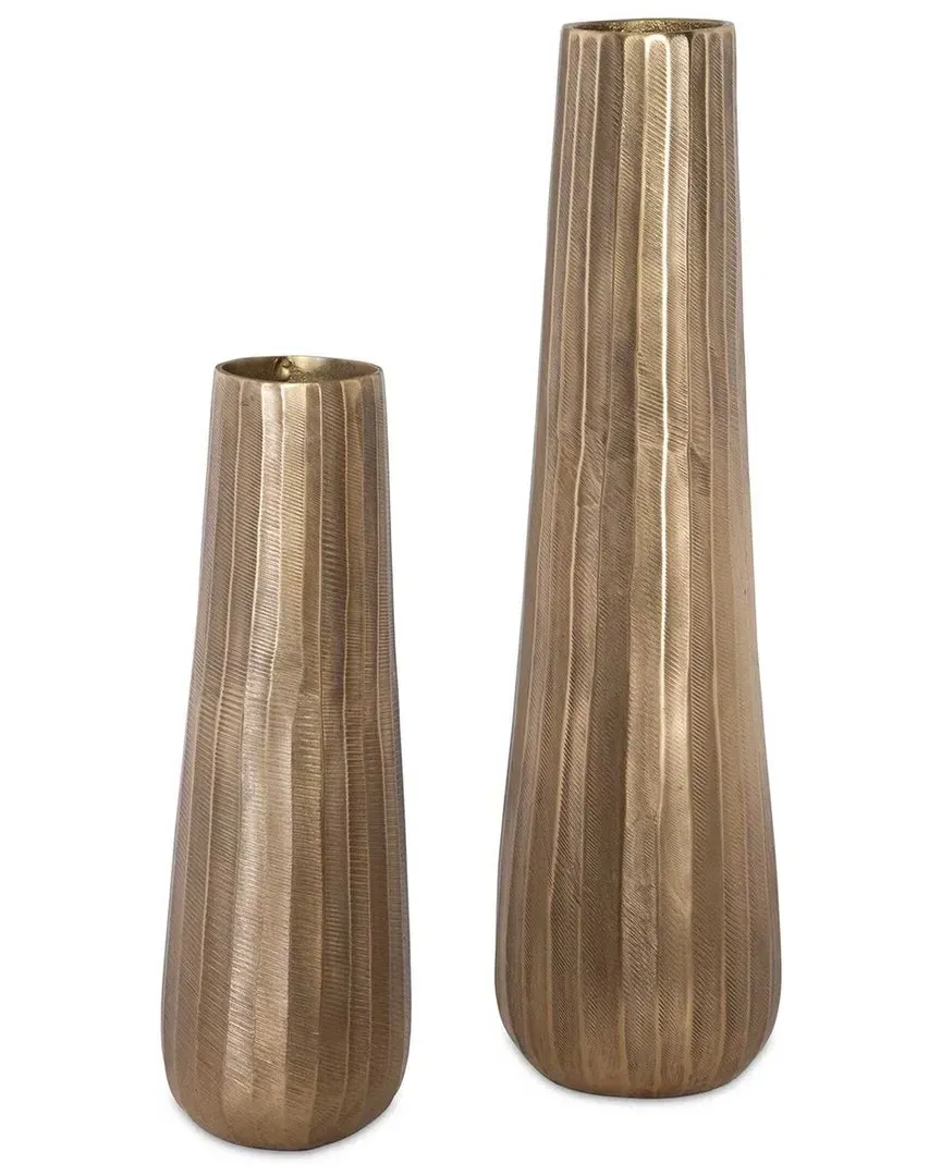 Vertiforge Set of 2 Antique Vases - Gold, Aluminum