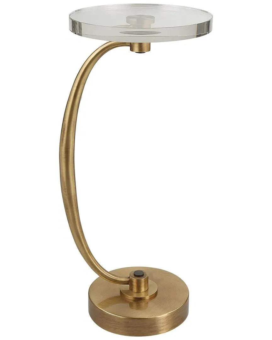 Waveney Drink Table - Antique Brass, Crystal