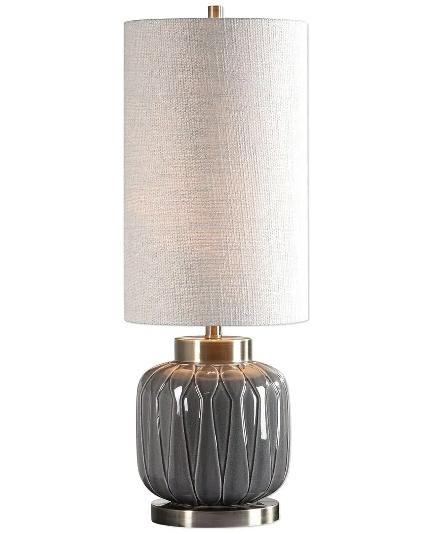Zahlia Table Lamp with Drum Shade - Gray, Ceramic image