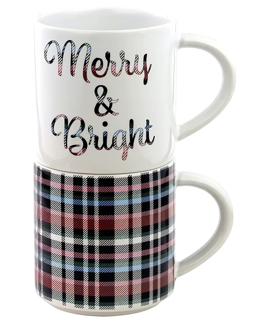 Kingston Plaid Stacked Mug Set - Multicolor, Ceramic image