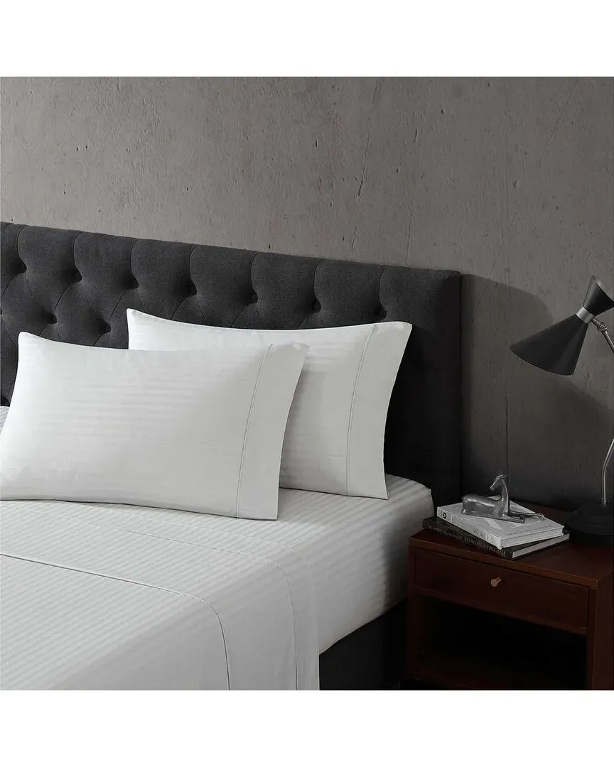 290 Thread Count Stripe Cotton Sheet Set - Pale Grey image