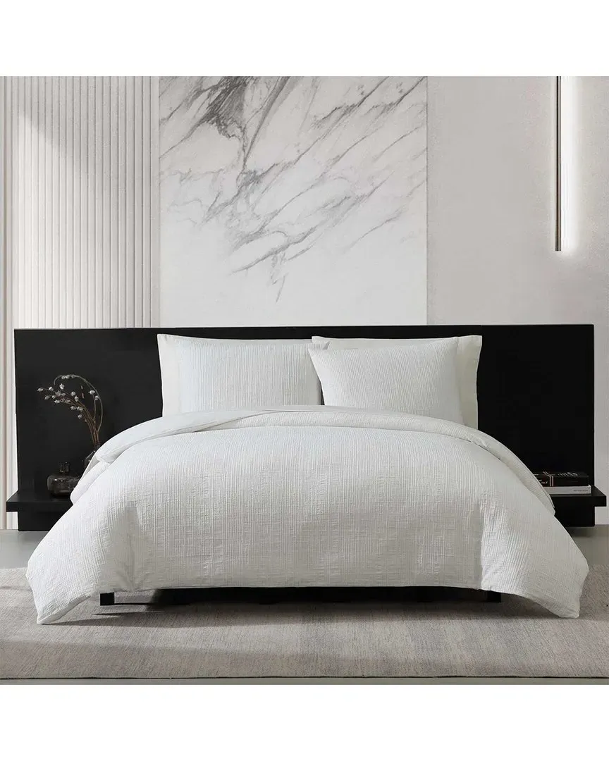 Bark Texture Jacquard Comforter Set - White, Cotton image