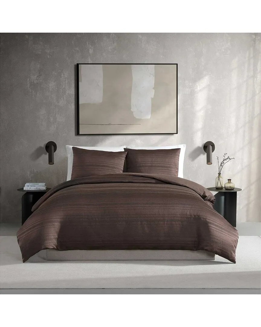 Illusion Lines Jacquard Comforter Bedding Set - Bittersweet Brown