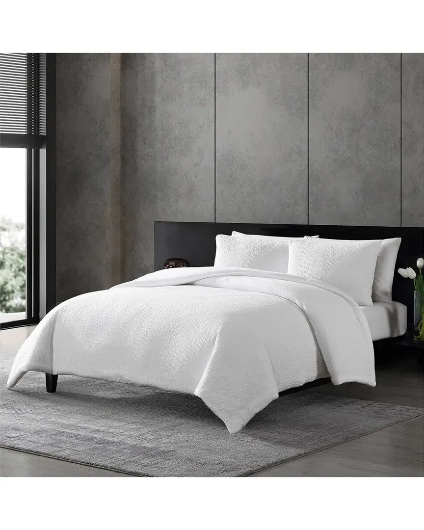 Puckered Texture Duvet Cover Set - White