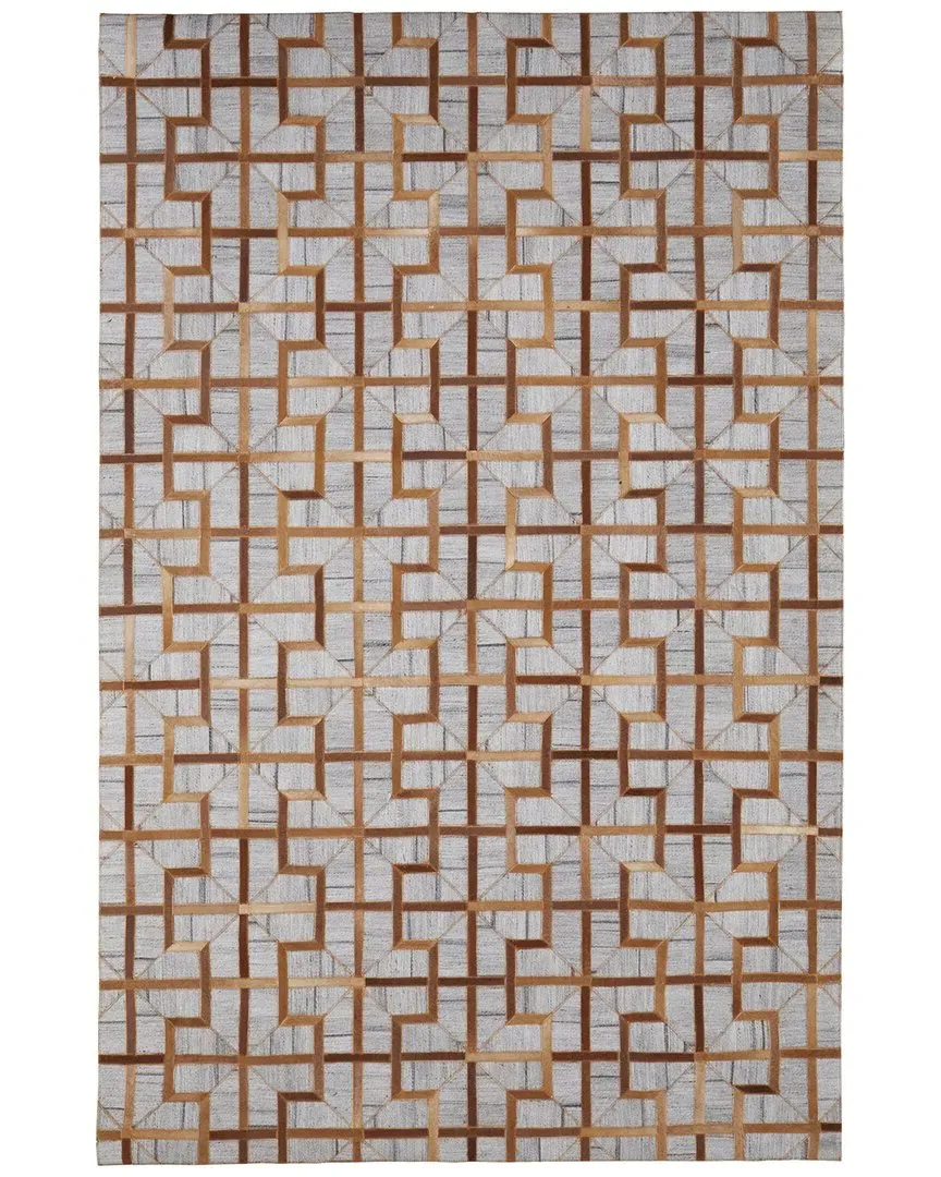 Canady Handmade Trellis Area Rug - Brown, Leather image