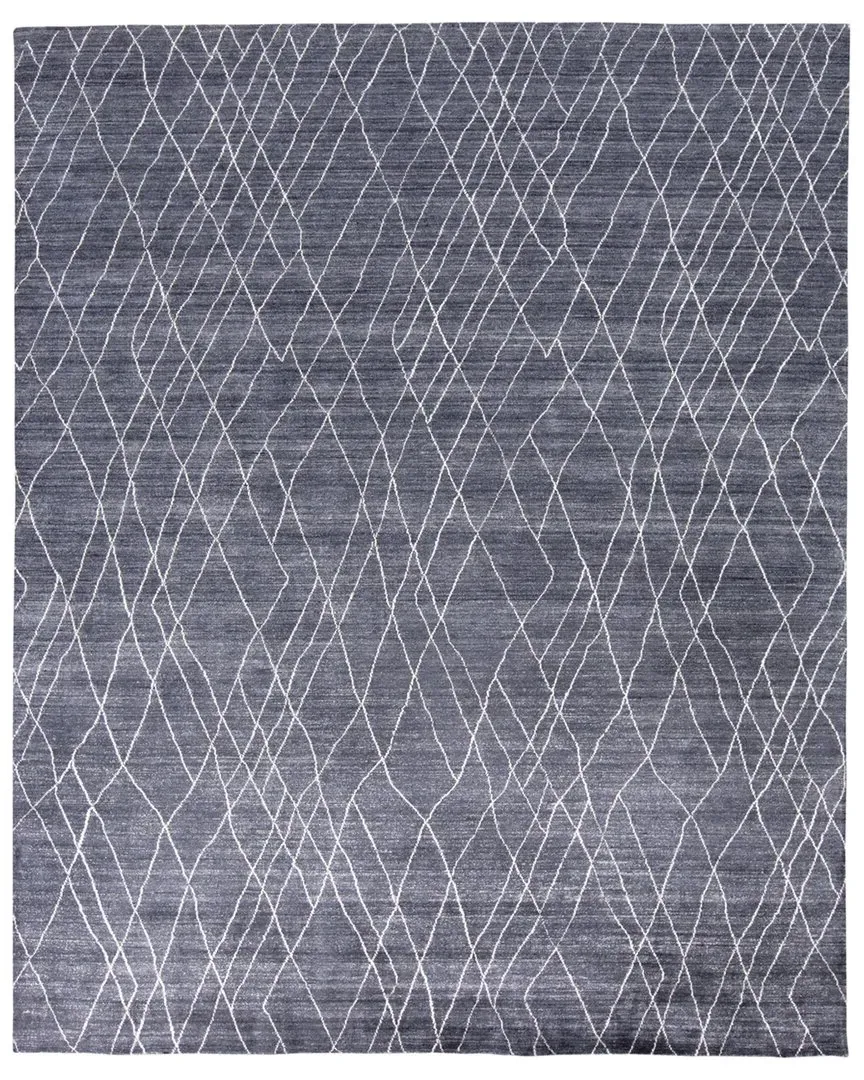 Miska Line Work Rug - Blue, Viscose