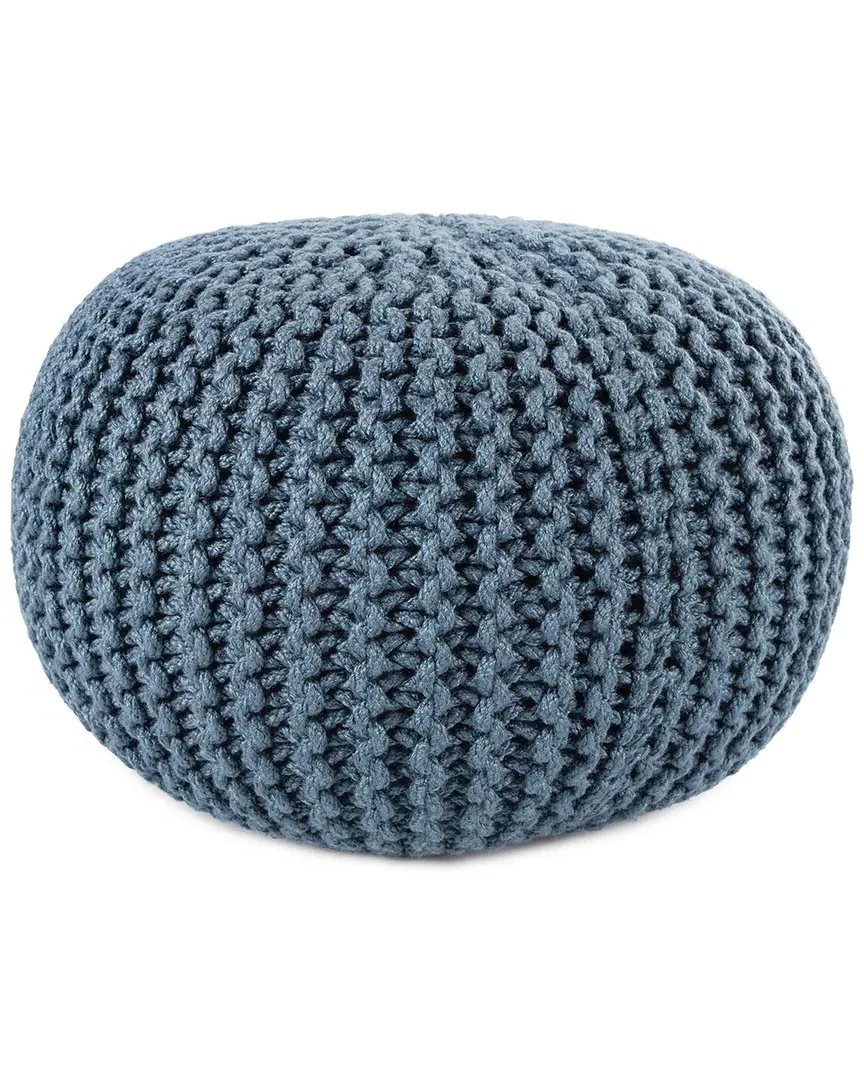 Asilah Round Pouf Indoor/Outdoor - Blue, Polyester image