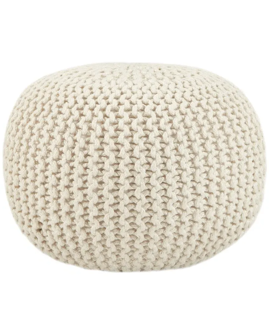 Asilah Round Pouf Indoor/Outdoor - White, Polyester