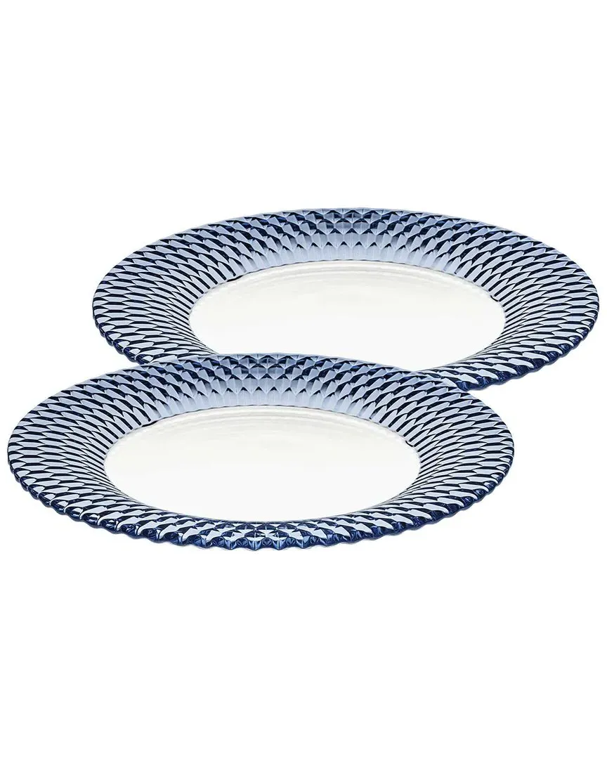 Boston Buffet Plates Set of 2 - Blue, Lead Crystal