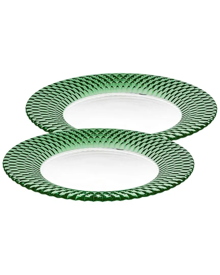 Boston Buffet Plates Set of 2 - Green, Lead Crystal