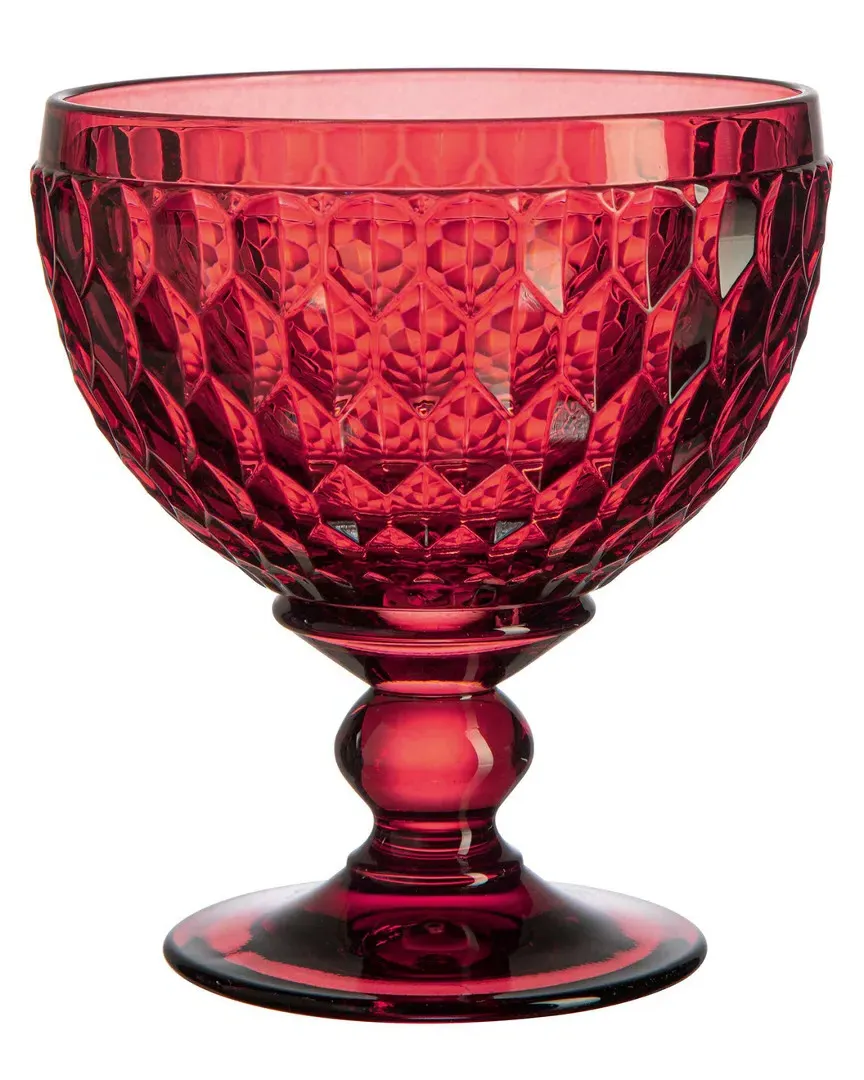 Boston Dessert Bowl - Red, Crystal Glass