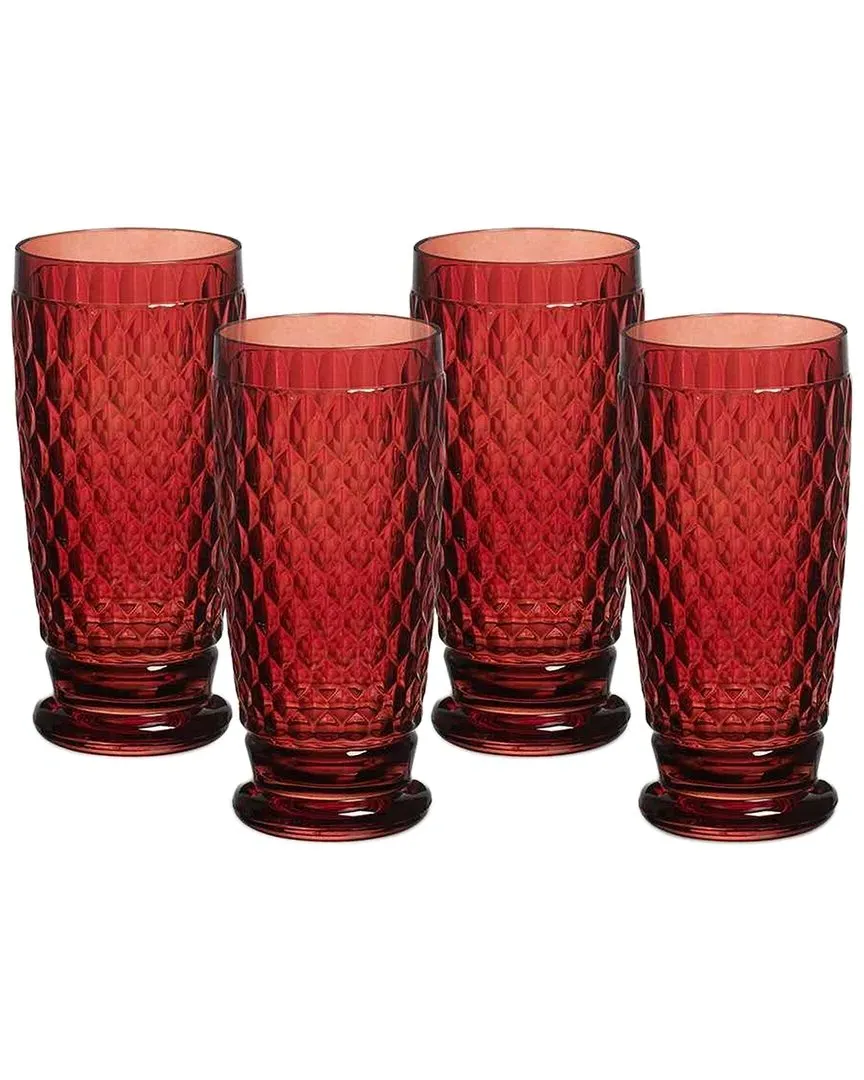 Boston Set of 4 Highball Tumblers - Red, Glass