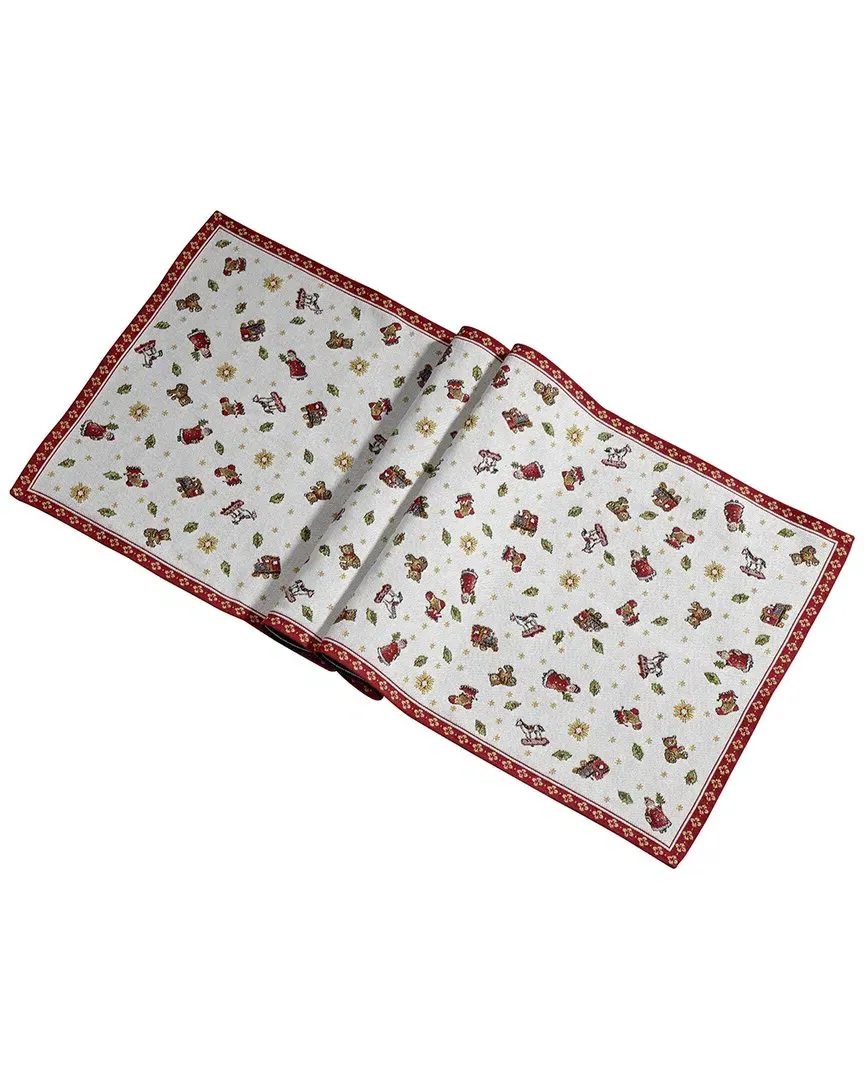 Christmas Toy's Delight Extra Long Embroidered Runner - Poly Cotton